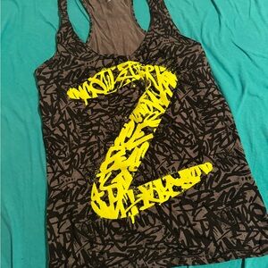 Zumba Fitness Black and Yellow Graphic Cut Out Tank Top